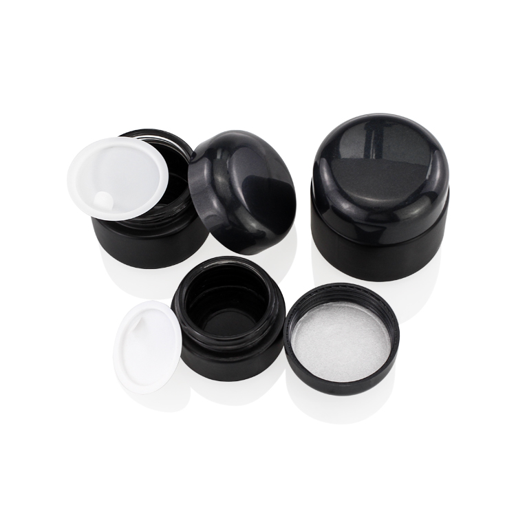 Empty Cosmetic Packaging 15ml 30ml 50ml Black Glass Cosmetic Cream Jar In Stock