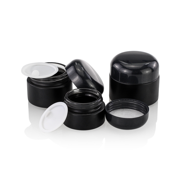 Empty Cosmetic Packaging 15ml 30ml 50ml Black Glass Cosmetic Cream Jar In Stock