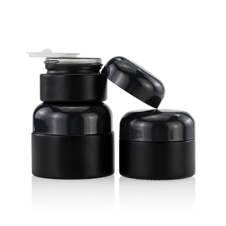 Empty Cosmetic Packaging 15ml 30ml 50ml Black Glass Cosmetic Cream Jar In Stock