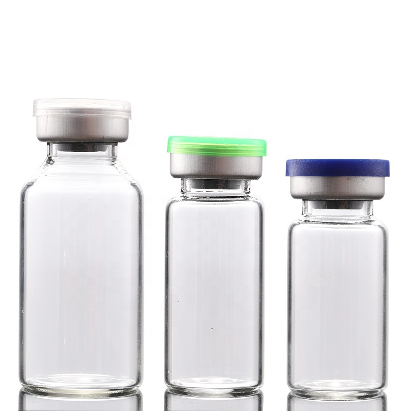 Empty Cosmetic Packaging Clear Glass Medical Cosmetic Vials with rubber inner plug and cover