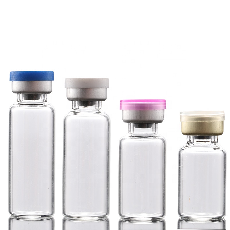 Empty Cosmetic Packaging Clear Glass Medical Cosmetic Vials with rubber inner plug and cover