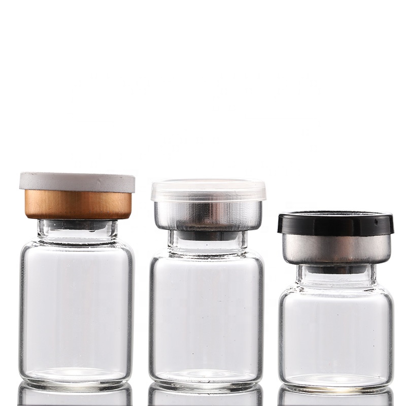 Empty Cosmetic Packaging Clear Glass Medical Cosmetic Vials with rubber inner plug and cover