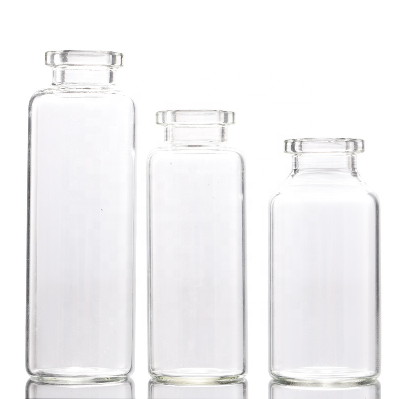 Empty Cosmetic Packaging Clear Glass Medical Cosmetic Vials with rubber inner plug and cover