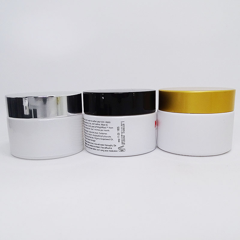 Empty Cosmetic Packaging Small 30g Glass Jar White with Plastic Lid Skin Care Cream Painted