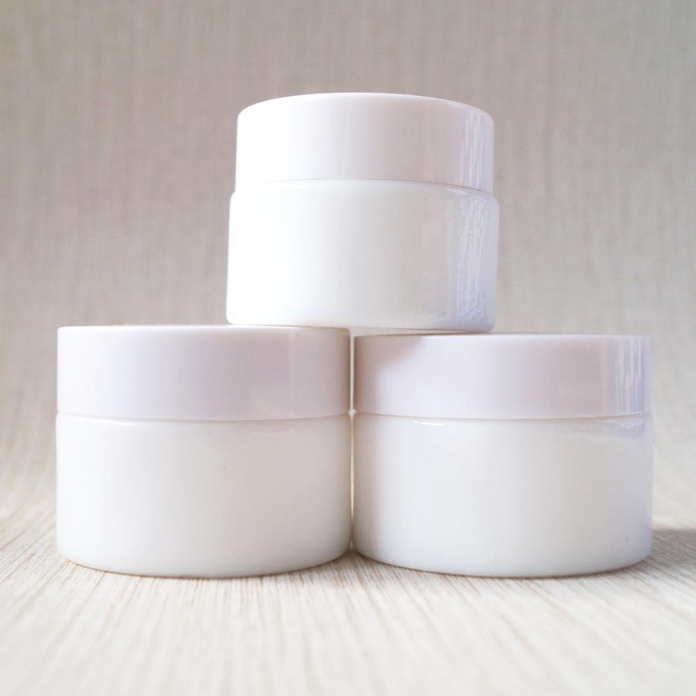 Empty Cosmetic Packaging Small 30g Glass Jar White with Plastic Lid Skin Care Cream Painted
