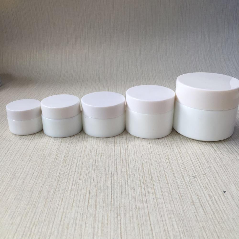 Empty Cosmetic Packaging Small 30g Glass Jar White with Plastic Lid Skin Care Cream Painted