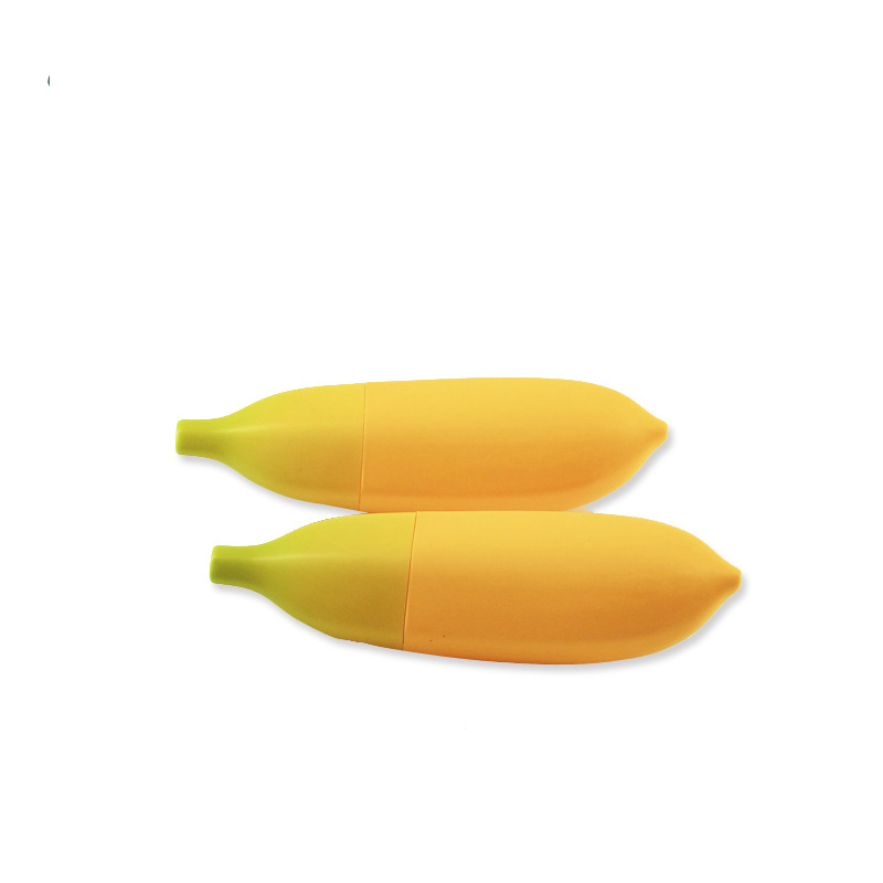 Empty Cosmetic Squeeze Bottle Banana Shape Plastic Screen Printing Easy Open End