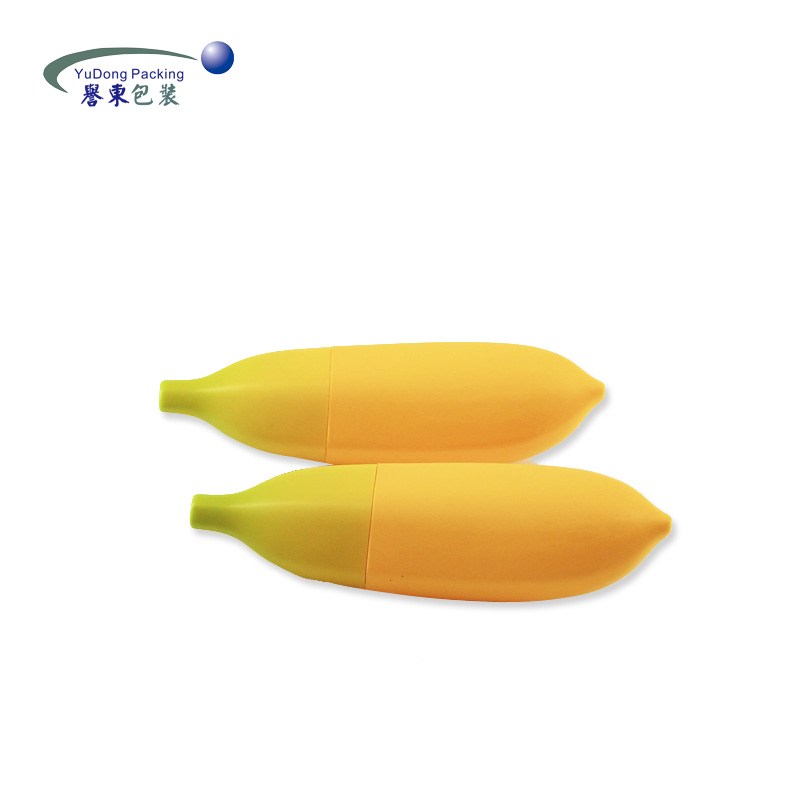 Empty Cosmetic Squeeze Bottle Banana Shape Plastic Screen Printing Easy Open End
