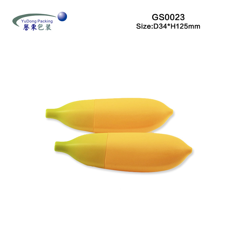 Empty Cosmetic Squeeze Bottle Banana Shape Plastic Screen Printing Easy Open End
