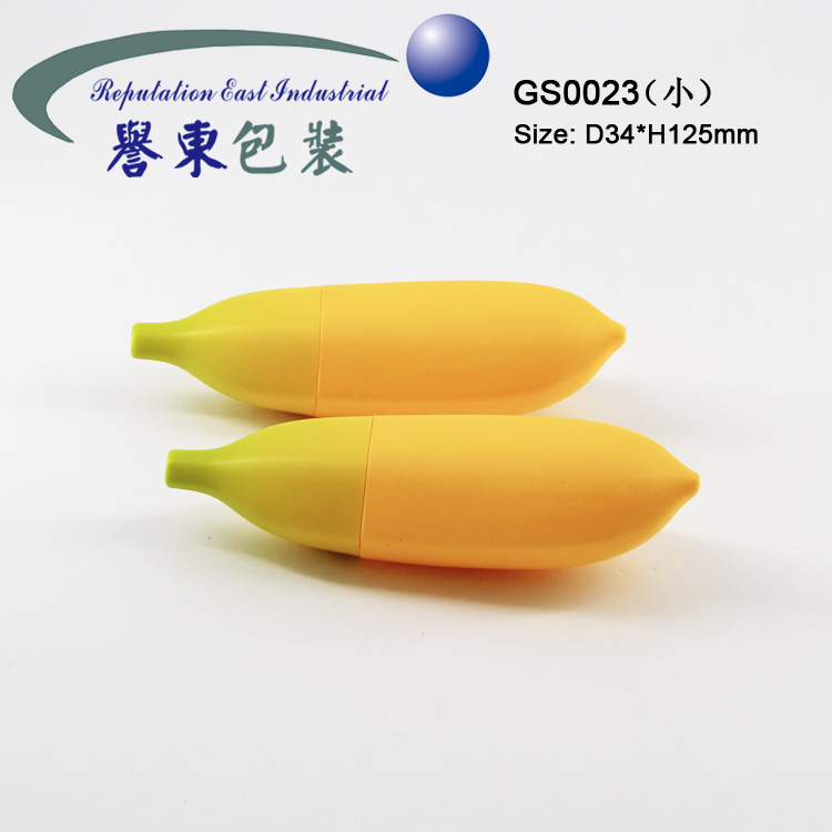 Empty Cosmetic Squeeze Bottle Banana Shape Plastic Screen Printing Easy Open End