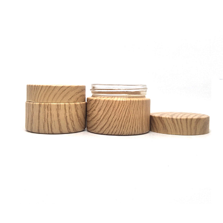 Empty Cosmetic Wood Glass Eye Cream Jar with Bamboo Cap for Lotion 30g 50g