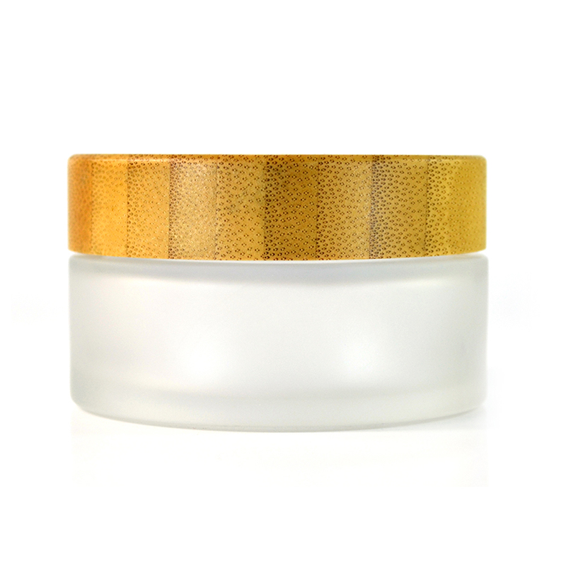 Empty Cosmetic packaging 15g 20g 30g 50g frosted clear face eye skin care cream jar with bamboo lid