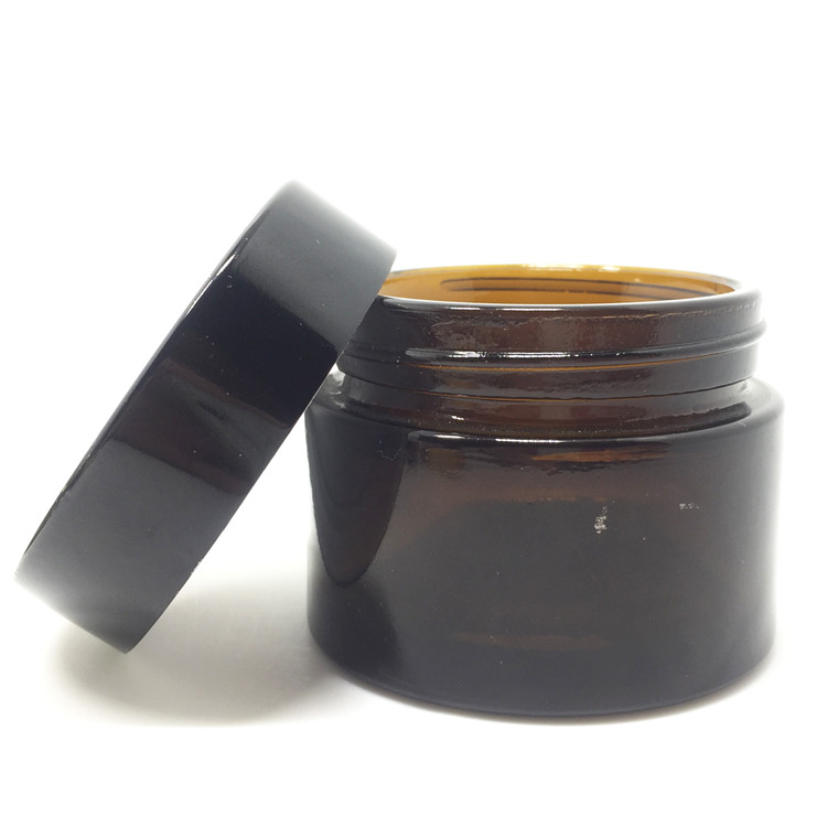 Empty Cosmetic packing black glass cosmetic cream jars 50g 60 ml
