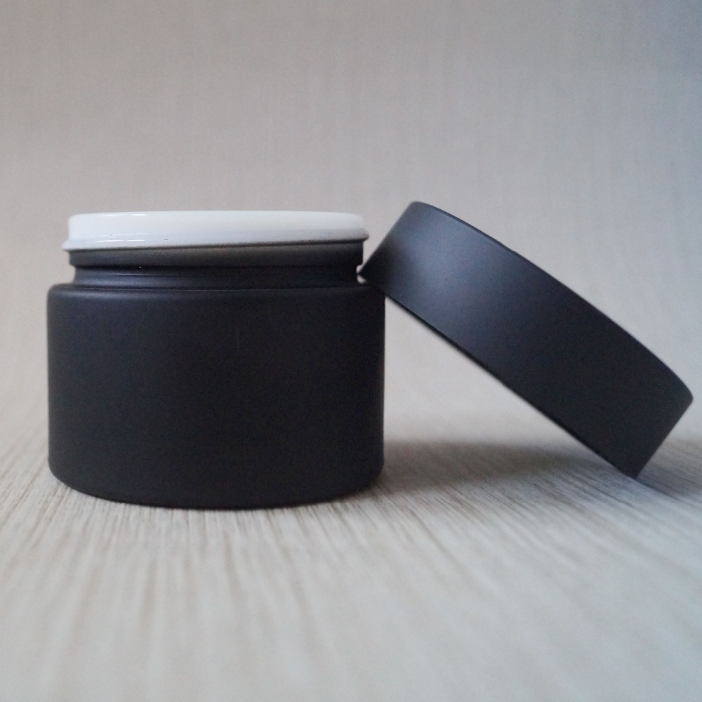 Empty Cosmetic packing black glass cosmetic cream jars 50g 60 ml