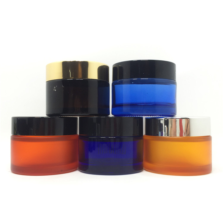 Empty Cosmetic packing black glass cosmetic cream jars 50g 60 ml