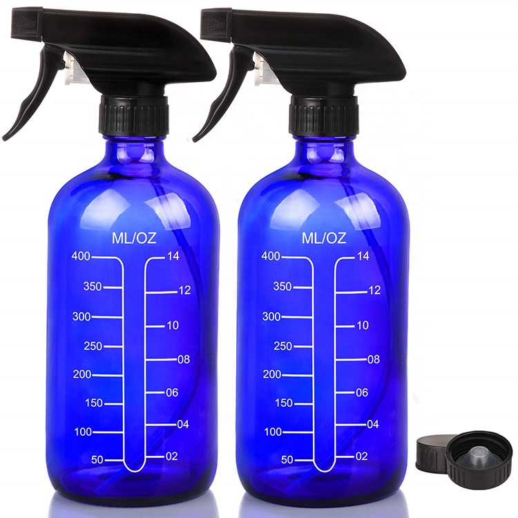 Empty Cosmetics Hair Essential Oil Packaging Boston 500ml Amber Glass Spray Pump Bottle With Scale