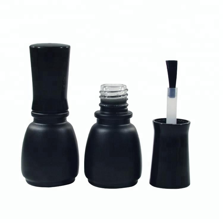 Empty Cosmetics Nail Art Manicure Tool 5ml frosted matte black glass Nail Polish Bottle with Brush