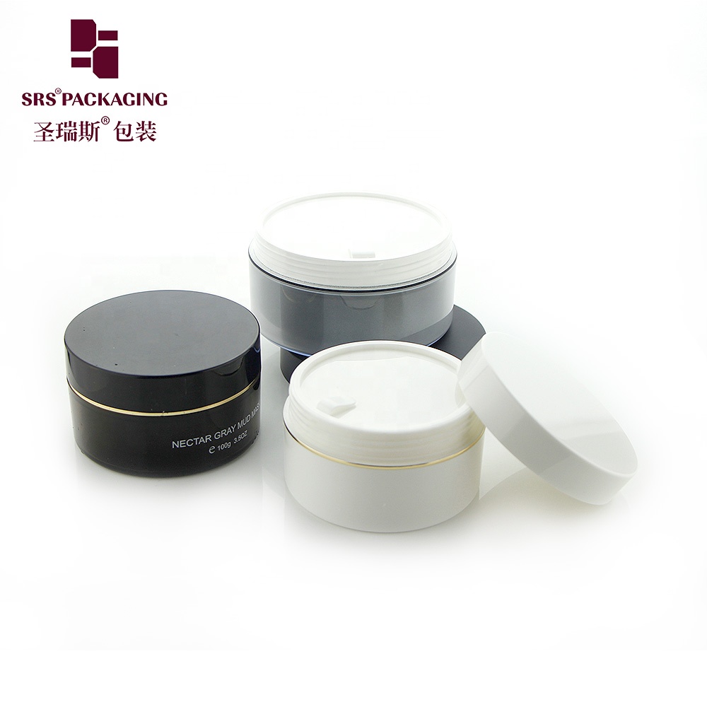 Empty Custom Double Wall 100ml 200ml 300ml 500ml AS Plastic Cosmetic Cream Jar