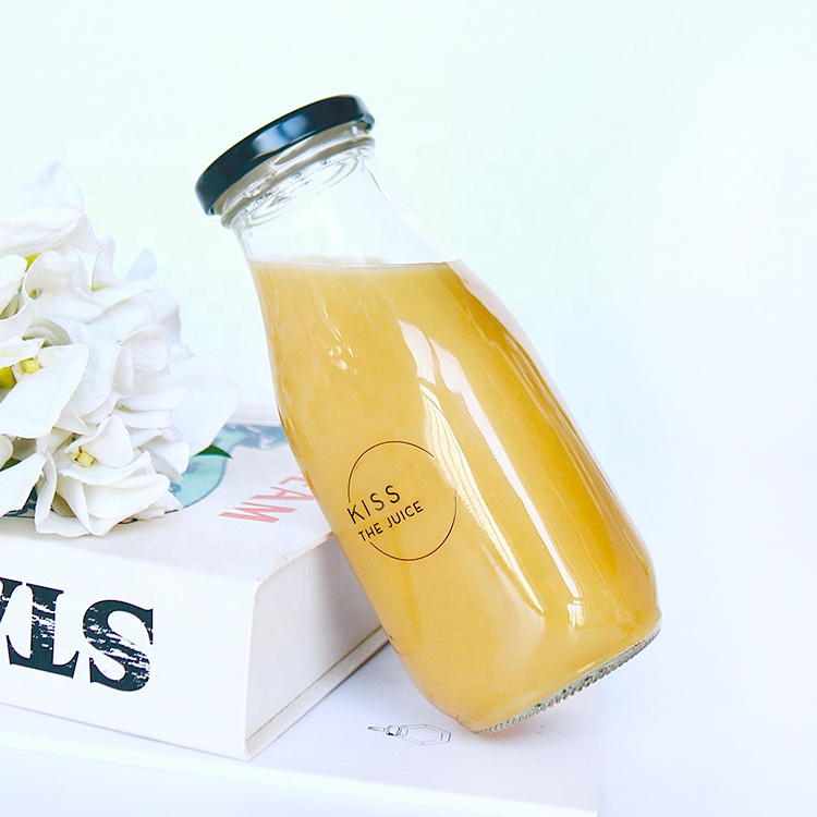 Empty Custom Made Glass Milk Bottles 300ml / Juice Glass Bottle 300ml