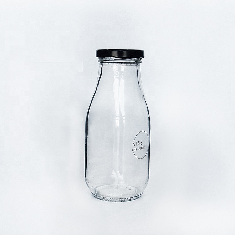 Empty Custom Made Glass Milk Bottles 300ml / Juice Glass Bottle 300ml