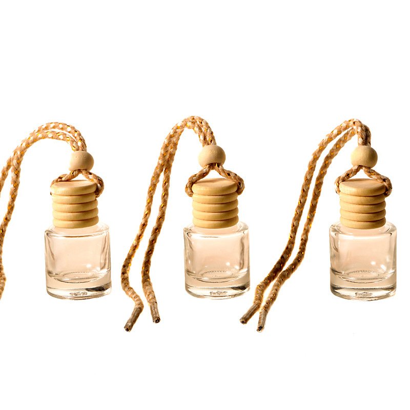 Empty Custom Round Air Freshener Glass Bottles 5ml Refillable Car Hanging Glass Bottle for Car Diffuser Use