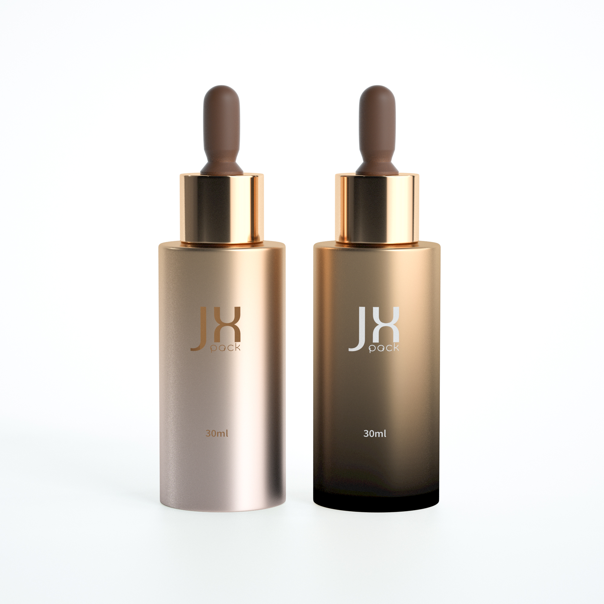 Empty Cylinder 30ml glass Serum Essential Oil Dropper Bottle gradient gold Bottle With Gold Cap