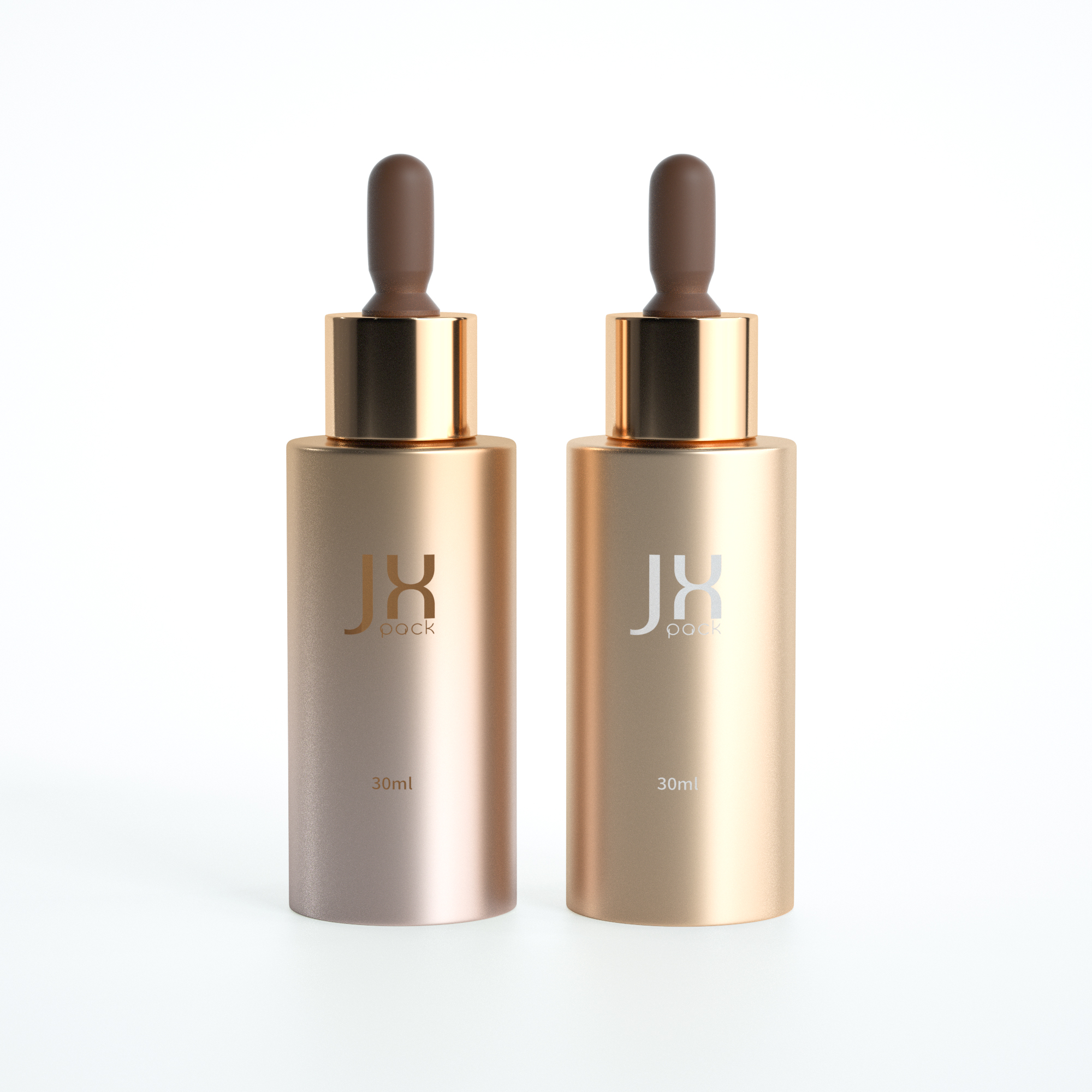 Empty Cylinder 30ml glass Serum Essential Oil Dropper Bottle gradient gold Bottle With Gold Cap