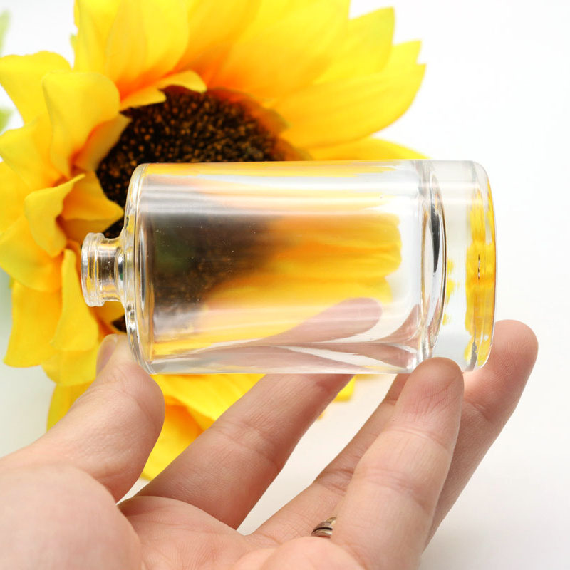 Empty Cylinder round shape 50ml 100ml glass perfume bottle with non magnetic cap