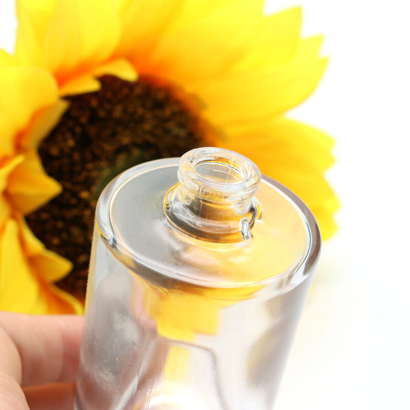 Empty Cylinder round shape 50ml 100ml glass perfume bottle with non magnetic cap