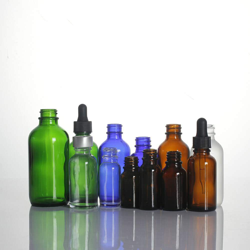 Empty DIN 18mm round green bule amber clear brown plastic bamboo cap 10 ml 15 ml 30 ml essence oil dropper bottle