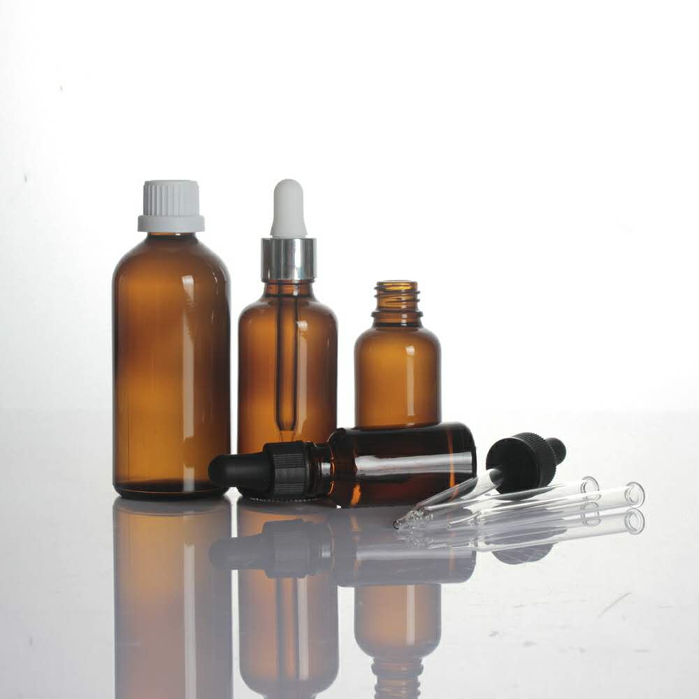 Empty DIN 18mm round green bule amber clear brown plastic bamboo cap 10 ml 15 ml 30 ml essence oil dropper bottle