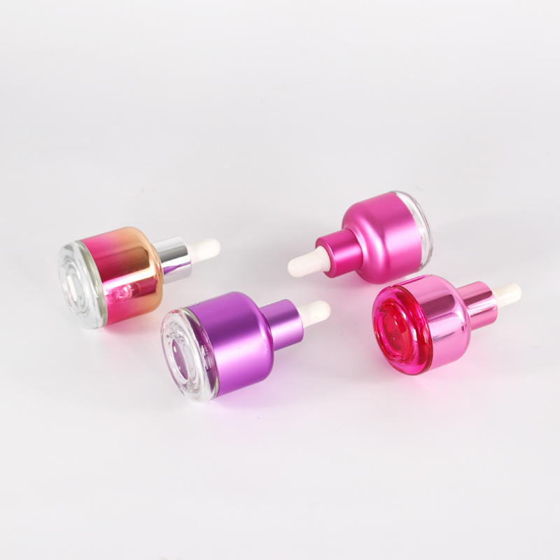 Empty Electroplating Dropper Cosmetic Lotion Bottels Emulsion Spray Serum Bottle Glass Skin Care Cream Personal Care Round Shape