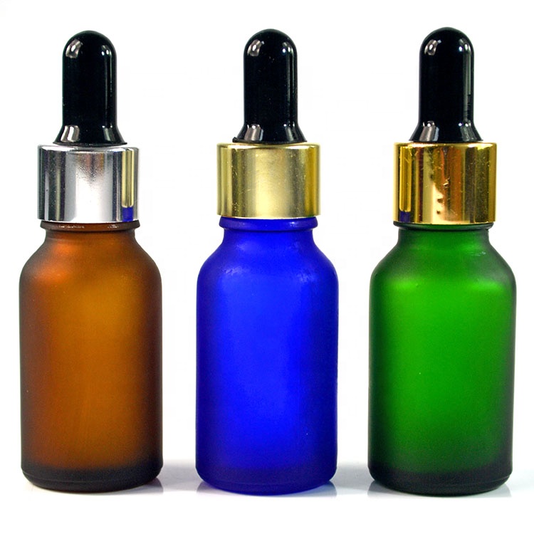 Empty Essential Oil 10ml 15ml 20ml 30ml 1OZ 50ml 60ml 100ml Frosted Clear Glass Eye Dropper Bottle with gold white rubber