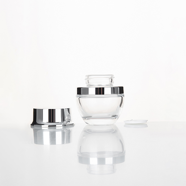 Empty Fancy 5g 15g 30g 50g 100g glass Cream Jar With Bamboo Cap