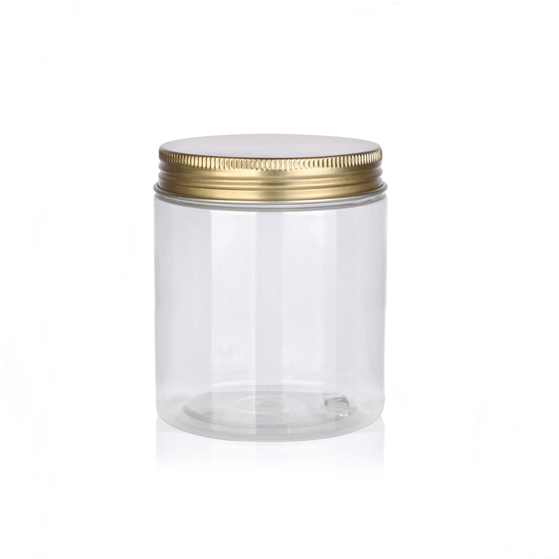 Empty Fancy hair mask face mask Amber 150g 300g 350g Clear Cosmetic pet jars with gold lids