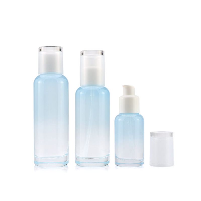 Empty Fashion 30g 50g 45ml 100ml 120ml Pink Blue Luxury Cosmetic Lotion Glass Bottle Body Cream Jars with Screw Lid