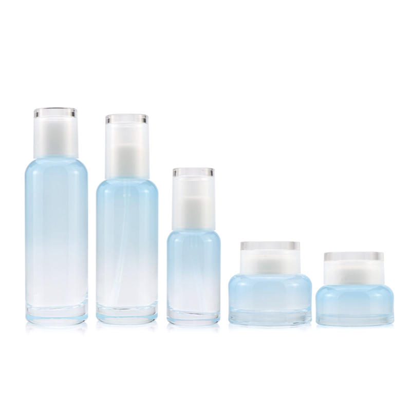 Empty Fashion 30g 50g 45ml 100ml 120ml Pink Blue Luxury Cosmetic Lotion Glass Bottle Body Cream Jars with Screw Lid