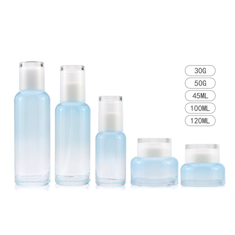 Empty Fashion 30g 50g 45ml 100ml 120ml Pink Blue Luxury Cosmetic Lotion Glass Bottle Body Cream Jars with Screw Lid