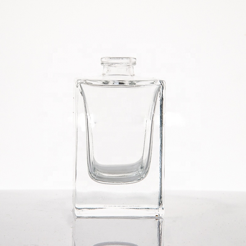 Empty Flat Square Clear Glass 30ml 50ml 100ml Crimp Perfume Bottle
