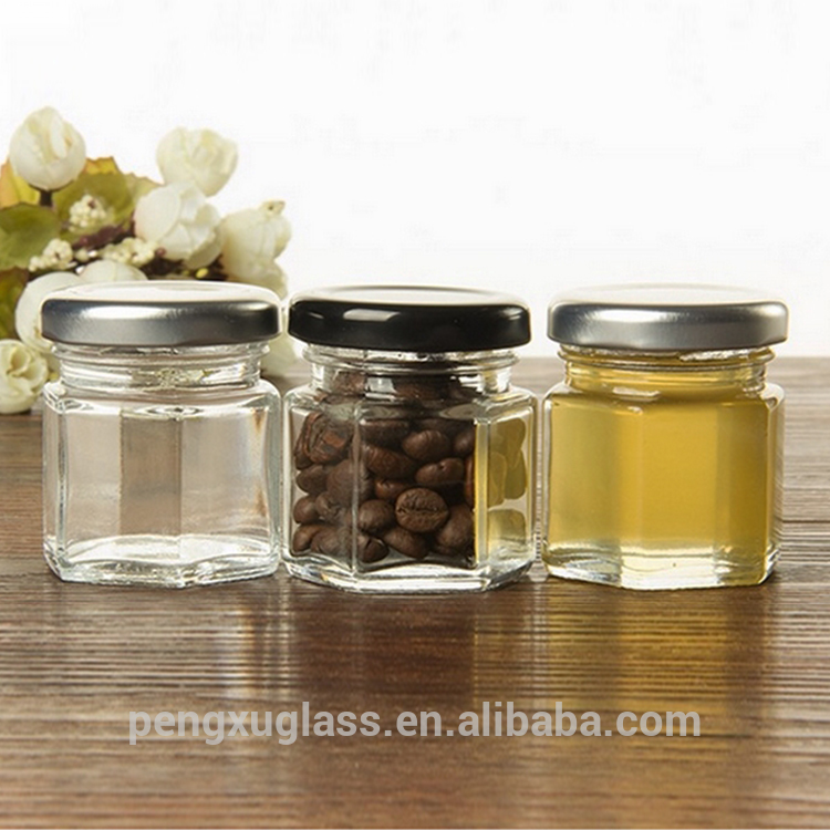 Empty Food Storage 50ml Clear Square Spice Honey Glass Container Jar with Lids
