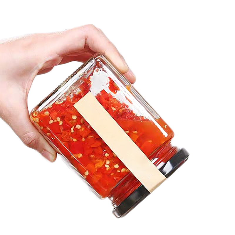 Empty Food Storage 50ml Clear Square Spice Honey Glass Container Jar with Lids