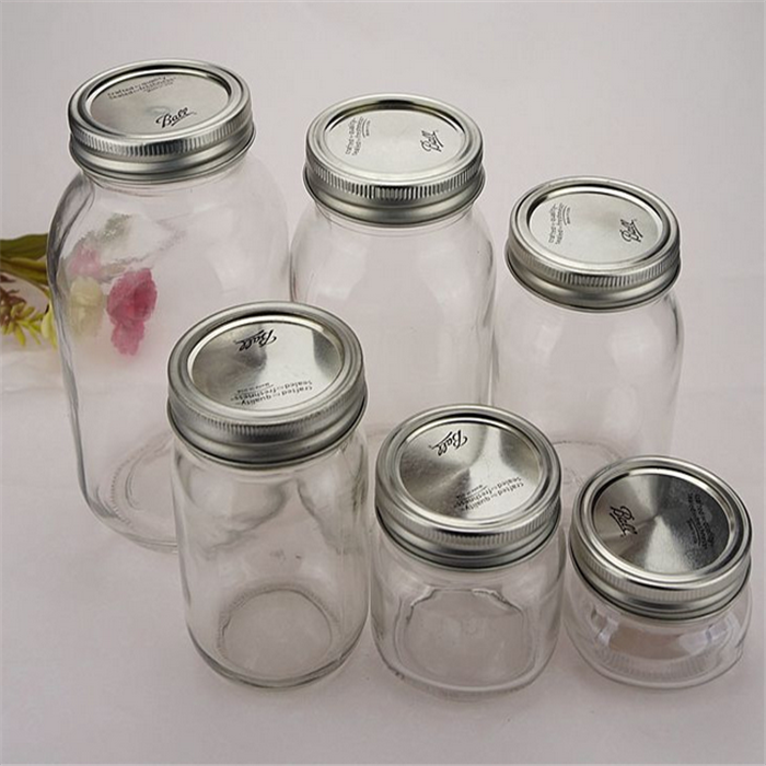Empty Food Storage Glass Jars Glass with Bamboo Lid and Silicone Ring