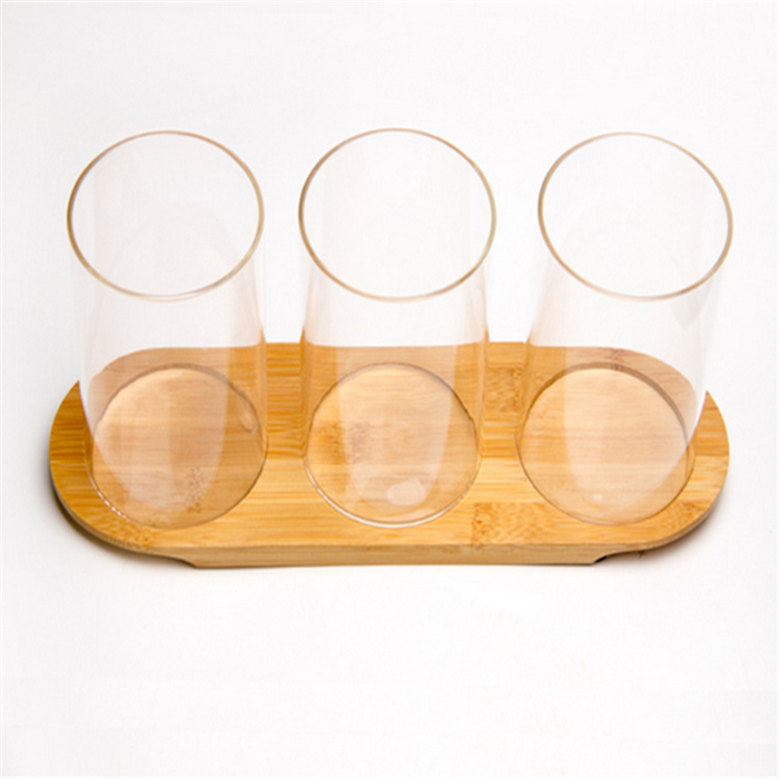Empty Food Storage Glass Jars Glass with Bamboo Lid and Silicone Ring