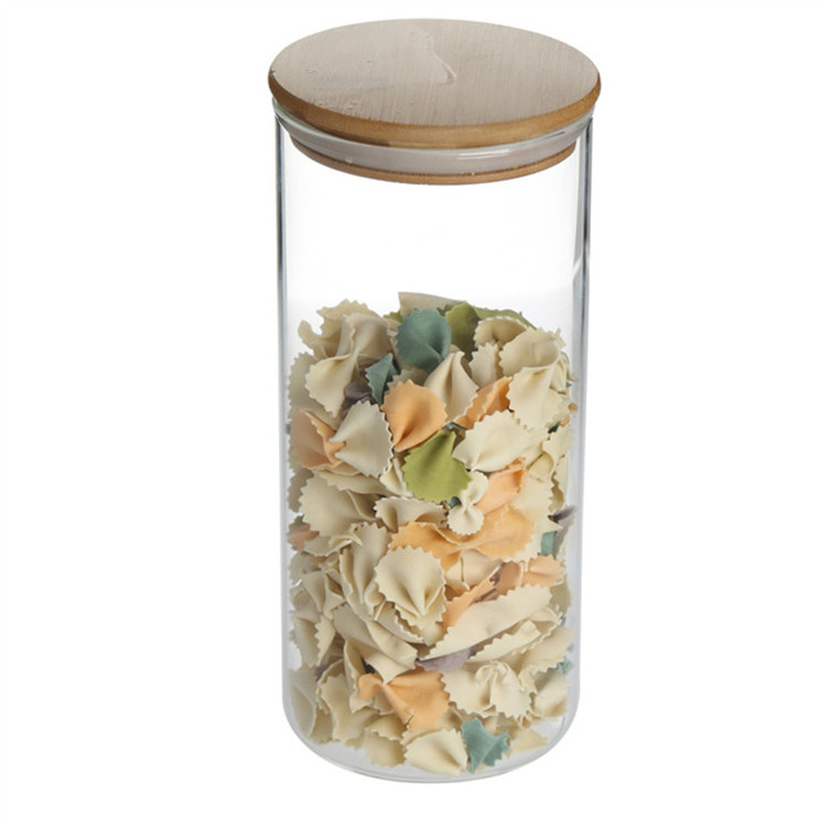 Empty Food Storage Glass Jars Glass with Bamboo Lid and Silicone Ring