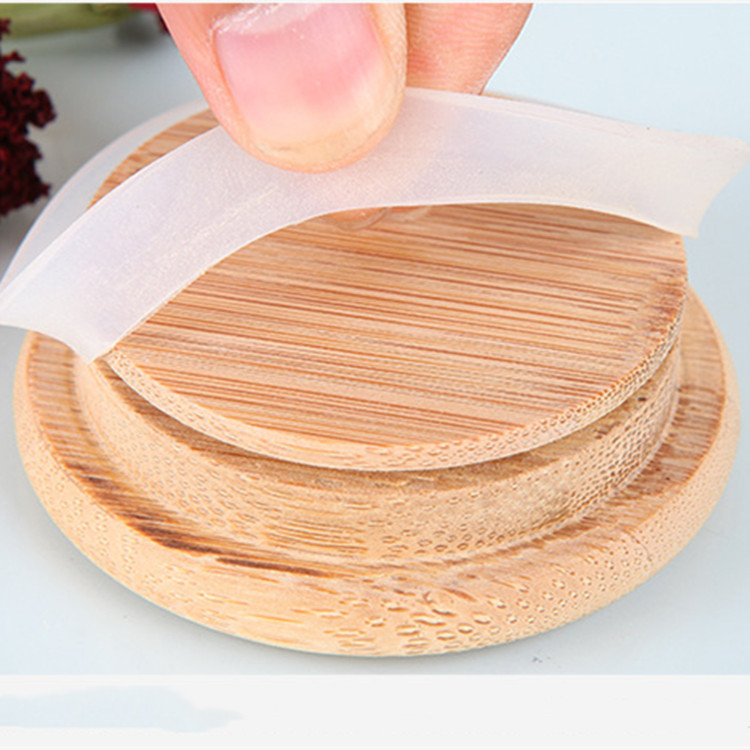 Empty Food Storage Glass Jars Glass with Bamboo Lid and Silicone Ring