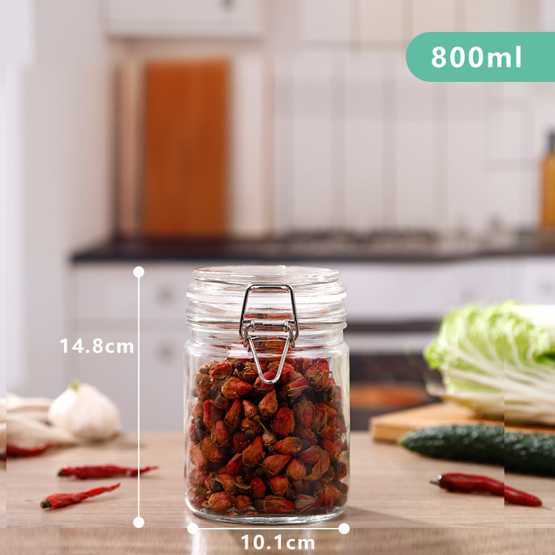 Empty Food Storage Glass Jars With Lid Glass Airtight Storage Jar Round Food Storage Glass Jar With Cork Lid