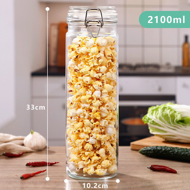 Empty Food Storage Glass Jars With Lid Glass Airtight Storage Jar Round Food Storage Glass Jar With Cork Lid