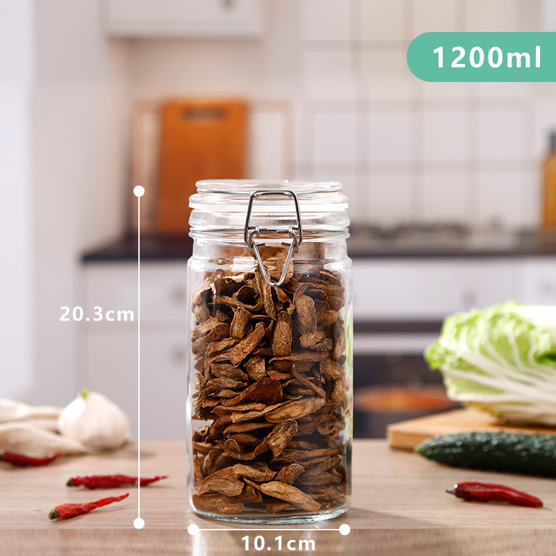 Empty Food Storage Glass Jars With Lid Glass Airtight Storage Jar Round Food Storage Glass Jar With Cork Lid