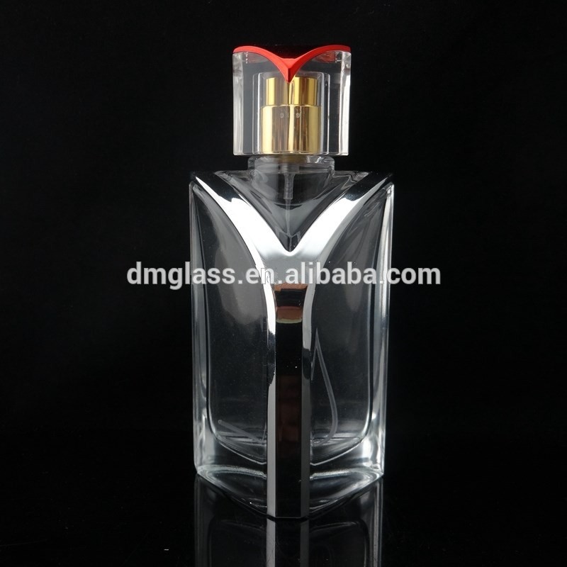 Empty Fragrance Cologne Refillable Perfume Glass Bottle for men With Fine Mist Silver Sprayer