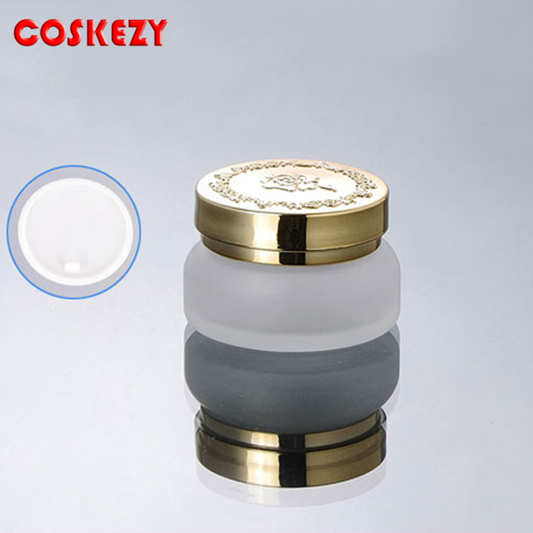 Empty Frosted Clear 50ml Glass Cream Jar with Silver Lid, Transparent Frosted Glass Cosmetic Packaging Jar 30g
